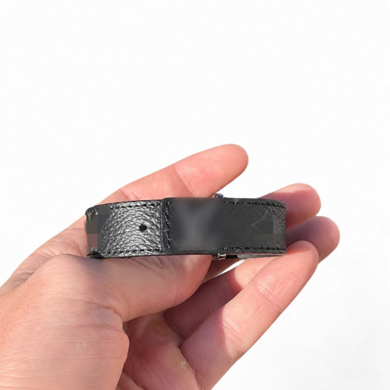 Black and Silver Designer Slim Leather Bracelet