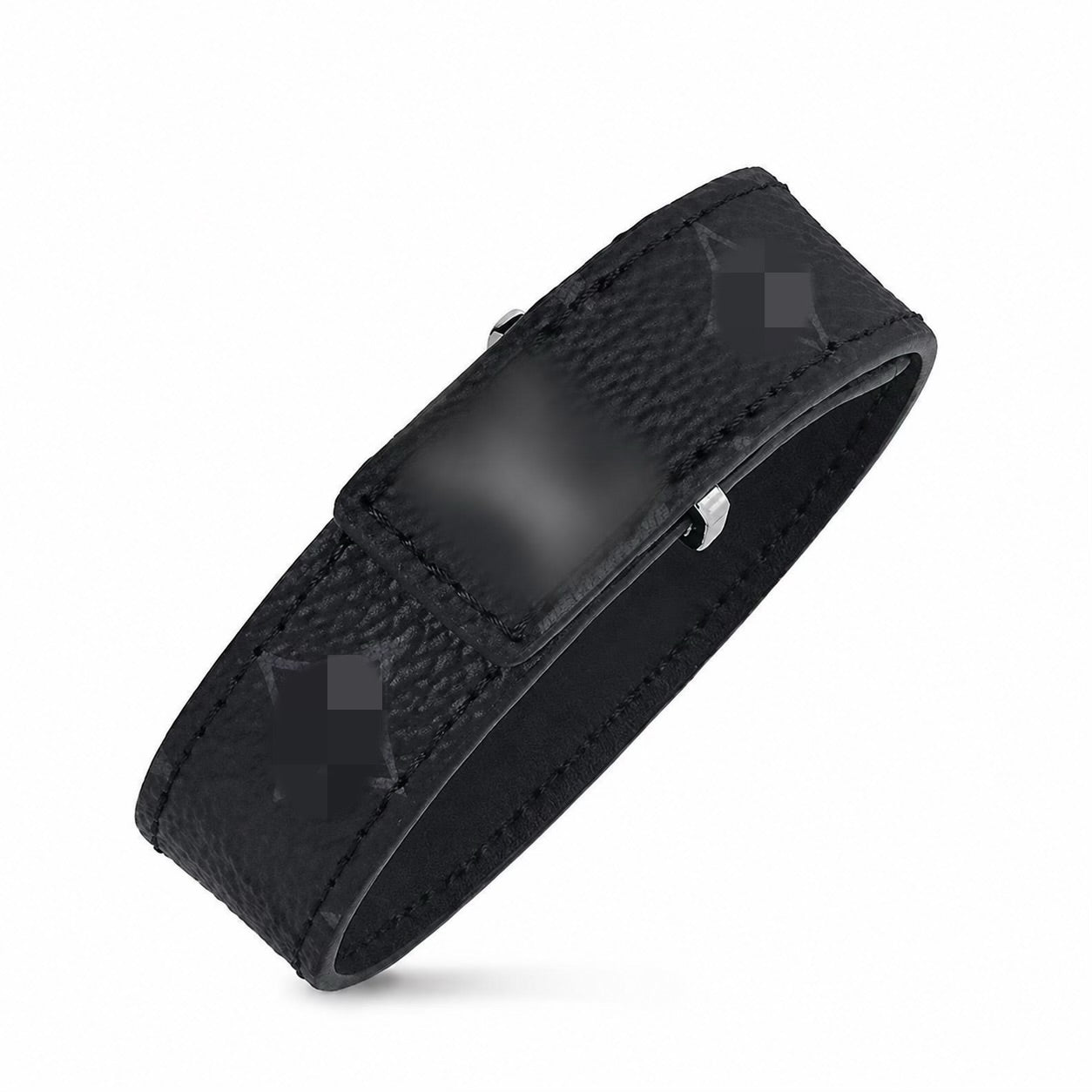 Black and Silver Designer Slim Leather Bracelet